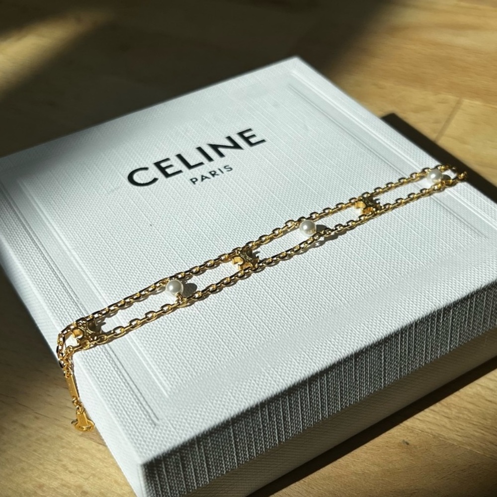 Celine Gold and White Bracelet
